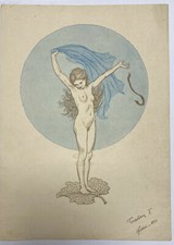 Fidus original graphic Templetanz nude 1894 XIX symbolism Dance na sprzedaż  PL