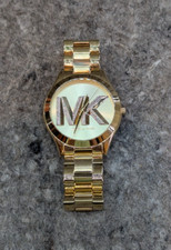 Usado, Relógio Michael Kors Slim Runway Glitz cristais ouro logotipo MK mostrador aço inoxidável comprar usado  Enviando para Brazil