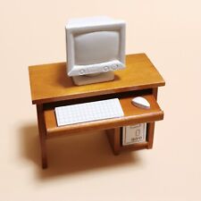 ESCRITORIO DE MADERA 1/12 miniatura 4" con computadora para casa de muñecas sala de estudio muebles juguete segunda mano  Embacar hacia Mexico