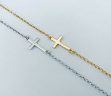 Usado, Prata Esterlina 925 Pulseira Cruz De Ouro Sideways Crucifixo minimalista comprar usado  Enviando para Brazil