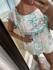 Blusa Crown & Ivy Whitecpink Palm Tree Pom Pom azul fora do ombro GG, usado comprar usado  Enviando para Brazil