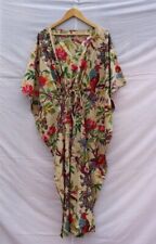 Vestido de noite indiano feito à mão Kaftan algodão caftan bege estampa de pássaro Kaftan praia comprar usado  Enviando para Brazil