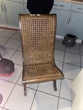 Sillón bajo vintage de madera y ratán con asiento y respaldo Bergere segunda mano  Embacar hacia Mexico
