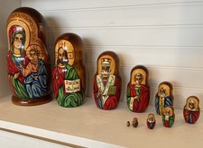 Linda boneca russa pintada assinada Matrioska com 10 peças religiosas comprar usado  Enviando para Brazil