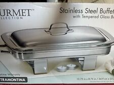 Servidor buffet de aço inoxidável com assadeira de vidro temperado coleção gourmet comprar usado  Enviando para Brazil