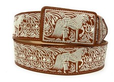 CINTO CHARRO BORDADO. CINTO WESTERN MASCULINO BORDADO CAVALO. CINTO DE COURO VAQUERO, usado comprar usado  Enviando para Brazil