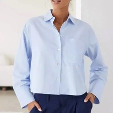 Blusa cropped quadrada tamanho XL Oxford azul The Short Story camisa botão para baixo AYR comprar usado  Enviando para Brazil