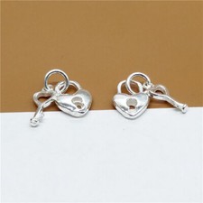 2 piezas de dijes pequeños de cerradura y llave de plata de ley 925 para collar pulsera segunda mano  Embacar hacia Mexico