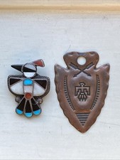 Antigo Chaveiro Nativo Americano Thunderbird Cobre Era Fred Harvey com Peça de Pássaro Inlay comprar usado  Enviando para Brazil