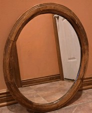 Espelho oval primitivo com moldura de madeira extremidade de cauda de pombo suporte de arame 23" x 18,5" comprar usado  Enviando para Brazil
