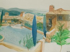 Pintura em aquarela Morris Wighton 18x24 - Assinado emoldurado arte de vila mediterrânea, usado comprar usado Pintura em aquarela Morris Wighton 18x24 - Assinado emoldurado arte de vila mediterrânea, usado comprar usado  Enviando para Brazil