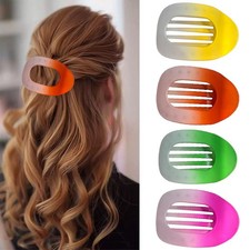 Grampos de cabelo femininos antiderrapantes grandes planos garras redondas cor gradiente 1/4 peça comprar usado  Enviando para Brazil
