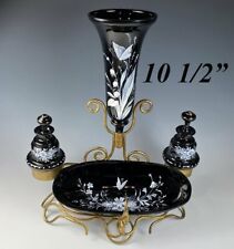 Vidro de arte boêmio antigo Napoleão III vaidade, vaso, 2 frascos de perfume Harrach? comprar usado  Enviando para Brazil