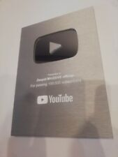 Silver play youtube button - your channel name - przycisk youtube, używany na sprzedaż  PL