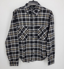Camisa feminina Forever 21 pequena preta xadrez lenhador bolsos flanela streetwear, usado comprar usado  Enviando para Brazil