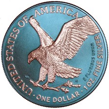 USA, 1 $ (uncja / 1 uncja czystego srebra), 1 $, „Liberty” – pozłacany, kosmiczny błękit, 2021 na sprzedaż  PL