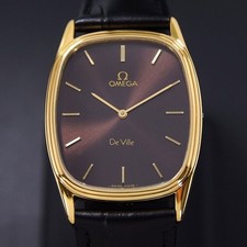 RELÓGIO MASCULINO VINTAGE OMEGA DE VILLE QUARTZO MOSTRADOR MARROM, usado comprar usado  Enviando para Brazil
