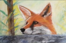 Fox Peeping - Pintura original da vida selvagem, usado comprar usado  Enviando para Brazil