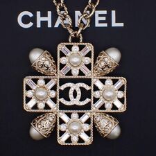 Colar pingente corrente longa CHANEL CC imitação pérola strass GD B19S 52RJ875 comprar usado  Enviando para Brazil