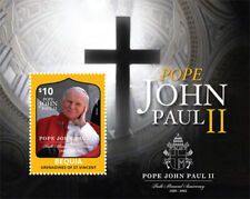 BEQUIA 2015 - FOLHA DE LEMBRANÇA SELO PAPA JOÃO PAULO SEM MARCA DE CHARNEIRA comprar usado  Enviando para Brazil