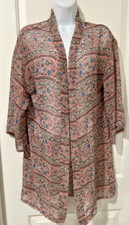 Jaqueta quimono aberta Wallflower rosa e azul floral tamanho M mangas 3/4 capa boho, usado comprar usado  Enviando para Brazil