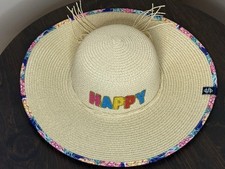 Chapéu de praia Simply Southern "feliz" aba de abacaxi rosa chapéu de sol ESTADO PERFEITO!, usado comprar usado  Enviando para Brazil