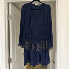 Usado, Vestido feminino Ramy Brook New York cor azul marinho tamanho médio, adornos. comprar usado  Enviando para Brazil