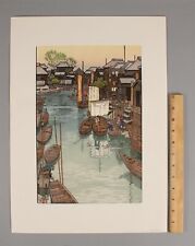 1951 Assinado Vintage TOSHI YOSHIDA Impressão em Xilogravura Japonesa URAYASU Barcos de Pesca, usado comprar usado  Enviando para Brazil