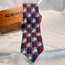 Gravata de seda masculina – Estampa de veleiro náutico – Gravata tema oceano azul, usado comprar usado  Enviando para Brazil