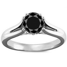 AAA 3,05 quilates negro corte redondo SOLITARIO plata esterlina anillo de bod... comprar usado  Enviando para Brazil