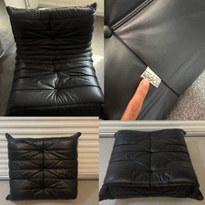 Pufe de couro Ligne Roset Togo 1 lugar + escabelo sofá Michel Ducaroy comprar usado  Enviando para Brazil