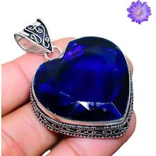Pingente de pedra preciosa de safira azul feito à mão prata esterlina 925 comprar usado  Enviando para Brazil