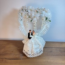 Decoração de bolo de casamento vintage com renda MCM dos anos 50 aos anos 60 para noiva e noivo comprar usado  Enviando para Brazil
