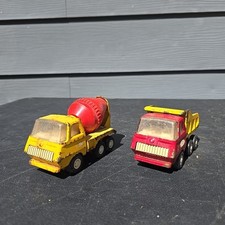 Caminhão basculante Tonka vintage metal prensado aço vermelho amarelo 5" de comprimento e mistura de concreto comprar usado  Enviando para Brazil