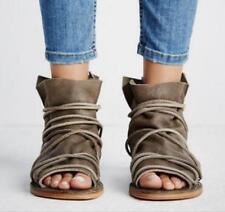 Sandálias femininas de couro verão com biqueira aberta gladiador botas de tornozelo de cano alto comprar usado  Enviando para Brazil