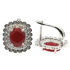 Brincos de prata charmosos rubis vermelhos brancos CZ para casamento de noiva uso diário comprar usado  Enviando para Brazil