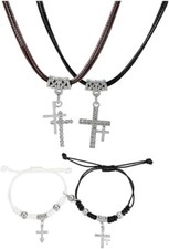 Collar y Pulseras BFF para 2 Mejores Amigos 4 Piezas Dije Cristal Cruz Colgante segunda mano  Embacar hacia Mexico