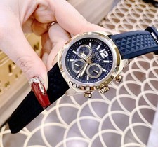 Relógio masculino dourado esqueleto Guess, pulseira de couro marrom, relógio de luxo comprar usado  Enviando para Brazil