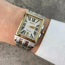 RARO Seiko Premier Tank mostrador romano ref. Relógio masculino 7N32-0DS0 quartzo dois tons comprar usado RARO Seiko Premier Tank mostrador romano ref. Relógio masculino 7N32-0DS0 quartzo dois tons comprar usado  Enviando para Brazil