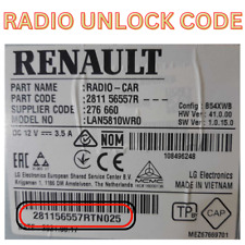 CÓDIGO DE RÁDIO RENAULT DESBLOQUEIO PARA TODOS OS MODELOS TRAFIC MEGANE CÉNICO TWINGO CÓDIGO MESTRE comprar usado  Enviando para Brazil