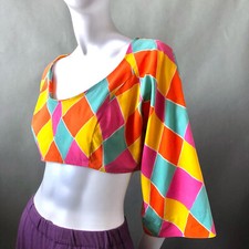 Sexy Vintage Anos 50 Anos 60 Mod Crop Top Pinup Peituda Arlequim Palm Royale 41 42" Busto, usado comprar usado  Enviando para Brazil