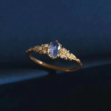 Anel de pedra da lua folheado a ouro anel aberto ajustável para mulheres comprar usado  Enviando para Brazil