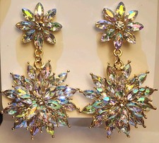 Deslumbrantes brincos de lustre pendentes florais de strass AB festa de casamento nupcial... comprar usado  Enviando para Brazil