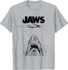 Camiseta 2 lados pôster esboço preto e branco 50º aniversário Jaws comprar usado  Enviando para Brazil