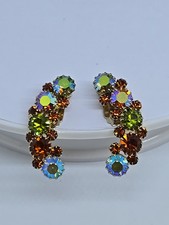 Conjunto de Brincos Clip-on Vintage Assinado Raku Arke Âmbar Melancia Verde Strass comprar usado  Enviando para Brazil