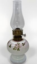 Lâmpada de querosene a óleo miniatura vidro opala motivo floral + chaminé e queimador - Antiga comprar usado  Enviando para Brazil