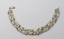 Pulseira de elos Coleman Co. Black Hills prata esterlina painel ouro 12K ~Tamanho 7,5 comprar usado  Enviando para Brazil
