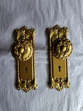 Ferragens de porta antigas da era vitoriana, ferro fundido pintado de ouro, ornamentado  comprar usado  Enviando para Brazil