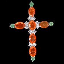 Pingente de prata esterlina 925 opala laranja 7x5 mm cruz esmeralda joias de pedra preciosa comprar usado  Enviando para Brazil