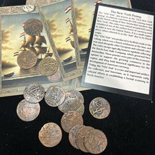 Moeda de cobre SASA (1) peça 1700s primeira moeda de centavo de Nova York VOC com folha de informações comprar usado Moeda de cobre SASA (1) peça 1700s primeira moeda de centavo de Nova York VOC com folha de informações comprar usado  Enviando para Brazil